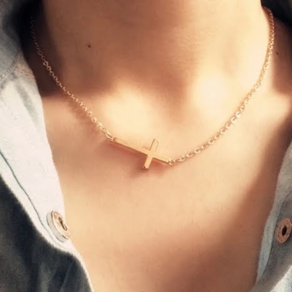 5 for $25 Gold Toned Cross Necklace - Picture 3 of 5